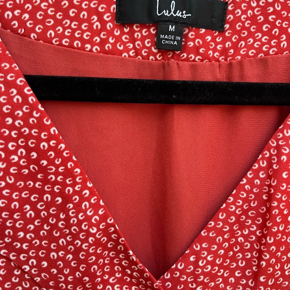 Lulu's Castana Rust Red Print Button-Up Medium - Picture 5 of 10